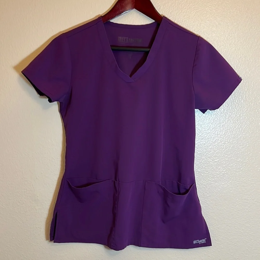 GREY’S Anatomy By Barco Purple Scrub Shirt - Picture 1 of 14